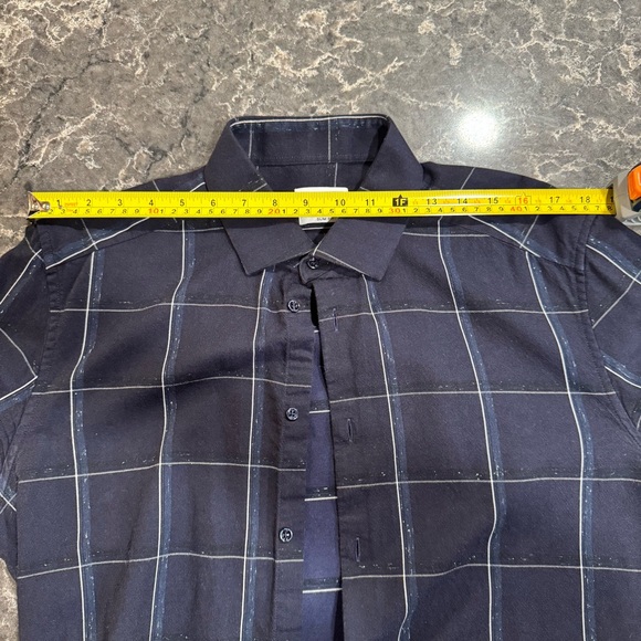 Reiss Navy Striped Dress Shirt- Slim Fit (XL) - Picture 8 of 8